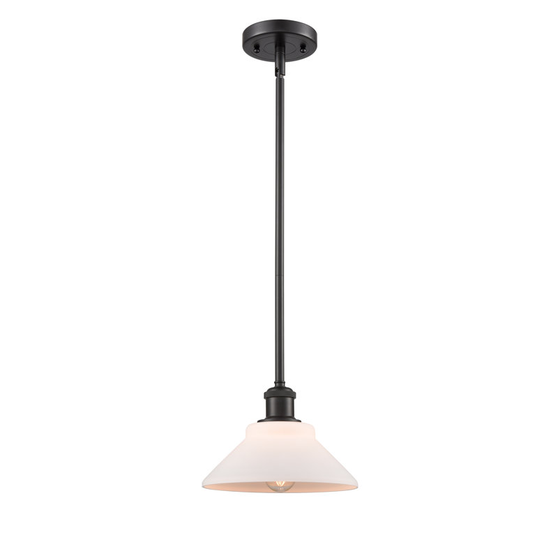 Luminaire suspendu conique 1 lumière Newton St Loe, Bronze huilé, Ampoule DEL 6 watts Vinage, Blanc mat
