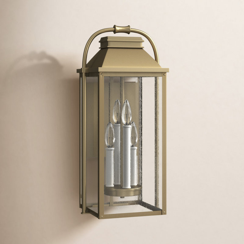 Plafonnier encastré d'extérieur 4 lumières Newson, Laiton peint vieilli