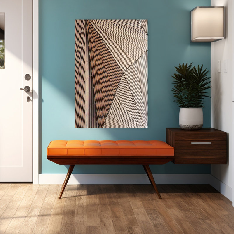 Structure en bois, art abstrait contemporain, H 48 po x l 32 po