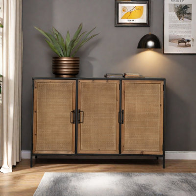 Modern Simple Rattan Iron Sideboard