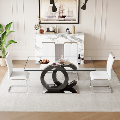 5-Piece Glass Top Dining Table Sets