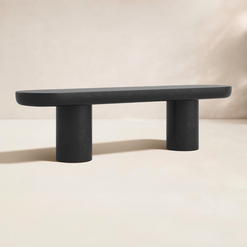 Banc de jardin en pierre Ansel, Noir, H 18,5 po x l 68,0 po x P 18,5 po