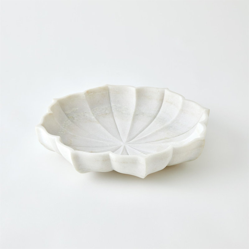 Marble Petal Bowl, 2.5" H x 12" W x 12" D