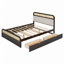 Grand lit plateforme en bois avec lit gigogne et 2 tiroirs-283530936