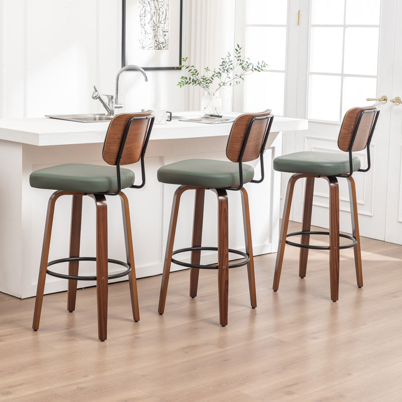 Swivel Upholstered Counter Stool, Counter Stool (26.37" Seat Height), Green