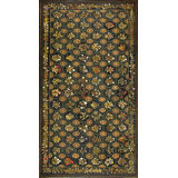 Large Size Charcoal Color Antique Floral English Flat Weave Needlepoint Carpet