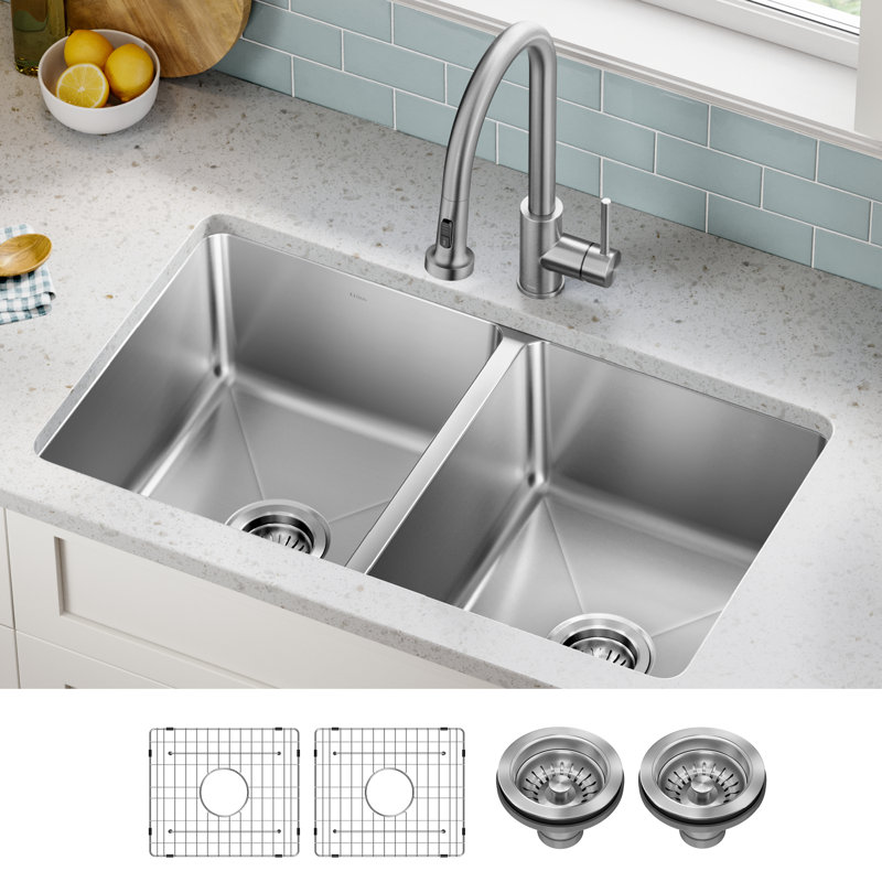 Fairlane 33-Inch Stainless Steel Double Bowl Kitchen Sink