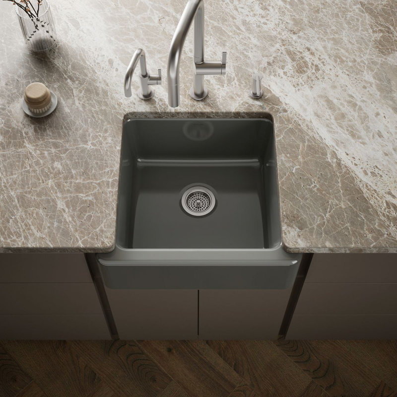 Whitehaven Self-Trimming 23.5"L x 21.5625"W Farmhouse Kitchen Sink, Thunder Gray
