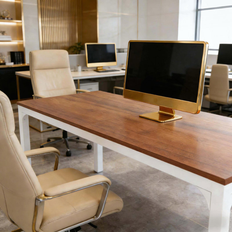 Bureau rectangulaire avec double espace de travail