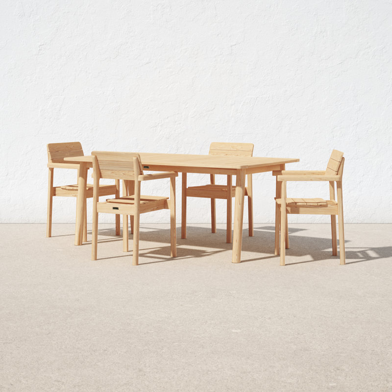 Sigrid 71'' Rectangular 4 - Person Outdoor Dining Set