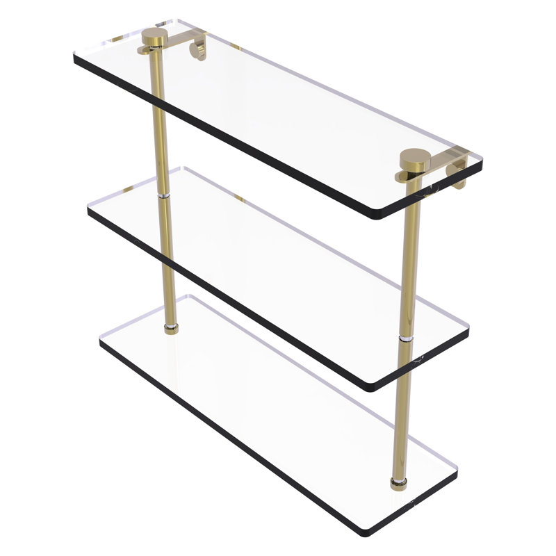Gober 3 Piece Tiered Shelf, 16", Unlacquered Brass