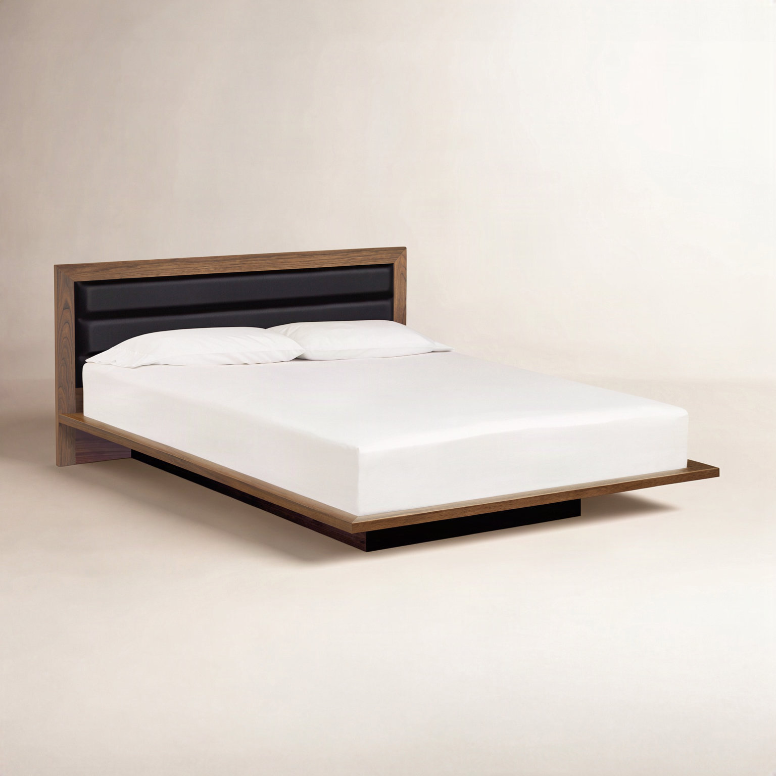 Moduluxe Walnut Bed, Queen, Ebony, Natural Walnut