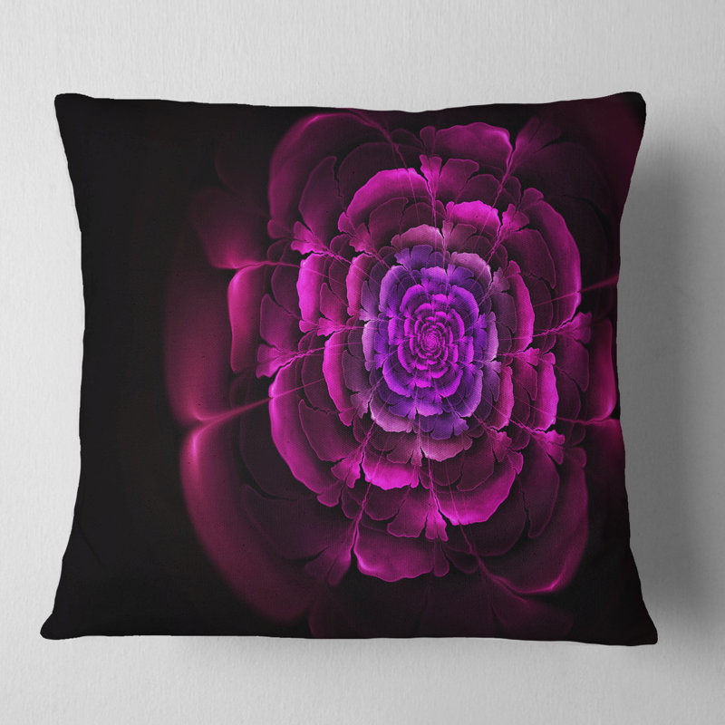Coussin décoratif floral rose, 16 po x 1 po, Mauve, Coussin décoratif