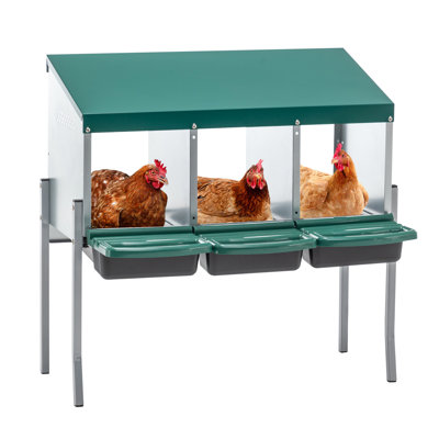3 boîtes de nidification de poulet avec pieds et couvercle pour poulailler à la ferme, trois espaces privés pour améliorer la production d'œufs, système de roulement à 3 œufs par gravité, structure de circulation d'air toutes saisons, rapide