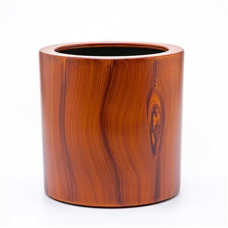 7.8 In. Dark Wood Plastic Self-Watering Planter Pot