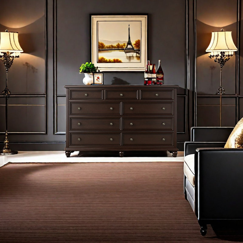Commode d'appoint en bois massif de style européen, Noyer noir