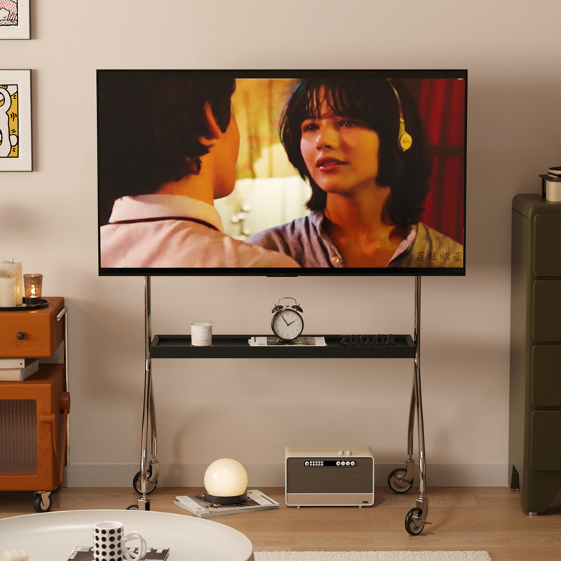 Meuble télé 70 po, fabrication en bois de frêne noir et brun, rotation à 360 degrés, 4 vitesses réglables, armoire de divertissement 60 69, utilisation multi-scène amovible, convient