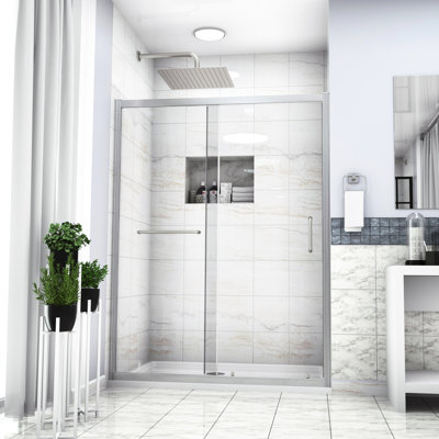 Brushed Nickel Shower Door 48" W X 72" H - Bathroom Renovation Essential Elegant Addition