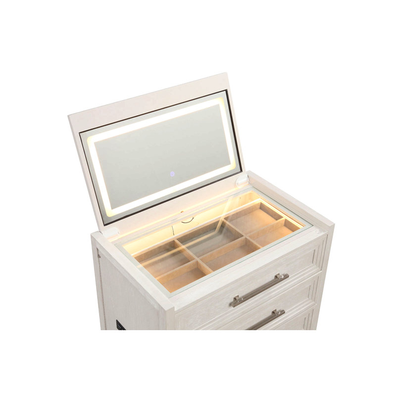 Ensemble de coiffeuse de chevet avec tiroirs de rangement pour tabouret et poignées en nickel style contemporain, Blanc