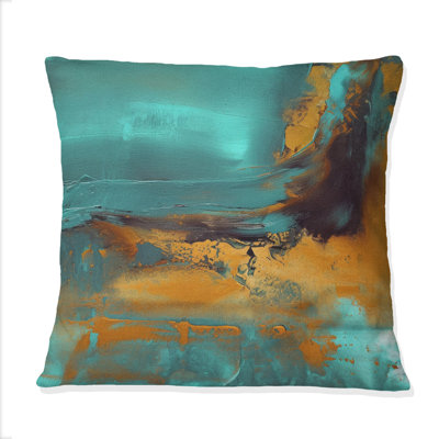 Devenir le soleil de l'océan abstrait bleu sarcelle et or II - peinture abstraite imprimée