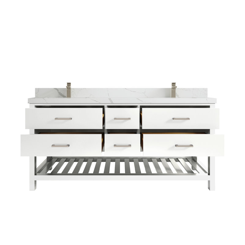 Parker 72'' Double Bathroom Vanity with Top, Calacatta Laza
