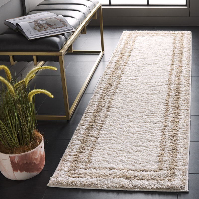 Lucyanna Border & Stripe Shag 200 Performance Striped Rug, Runner 2'2" x 8'