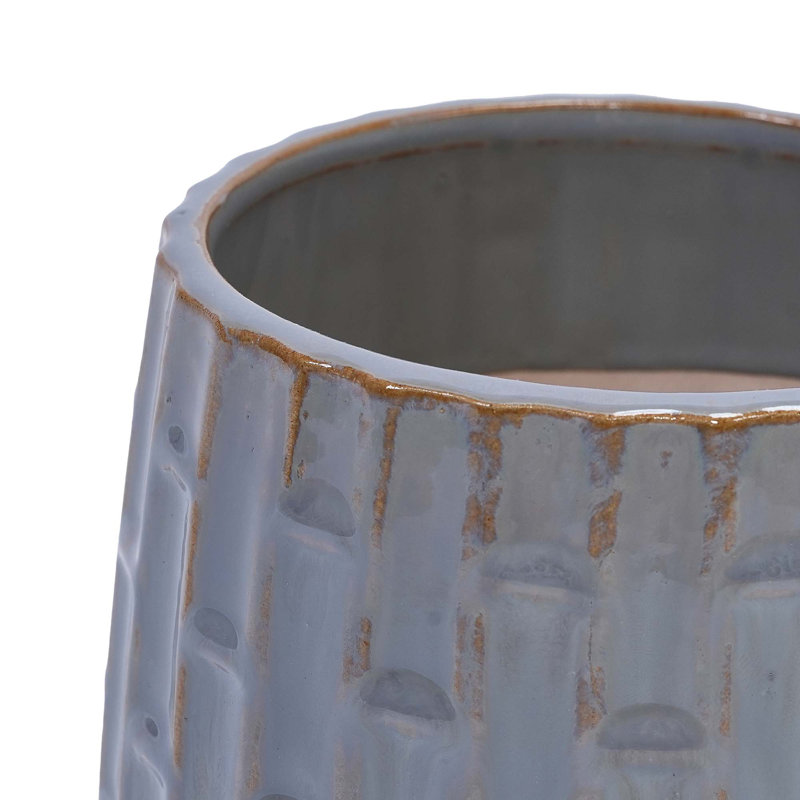 Set of 2 Ceramic Flowerpot, 7" Modern Planter for Patio, Garden, Windowsill, Antique Gray