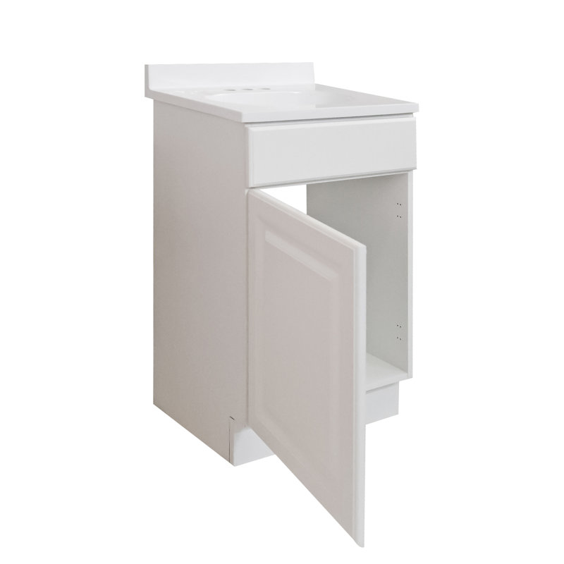 Wyndham 19 Inch Bathroom Vanity with Top, Ready to Assemble, Solid White, 4" Centers