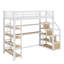 Lit mezzanine simple en métal avec bureau et tablettes de rangement