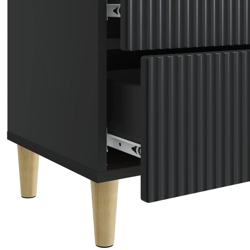 43cm W Manufactured Wood Bedside Table, Black
