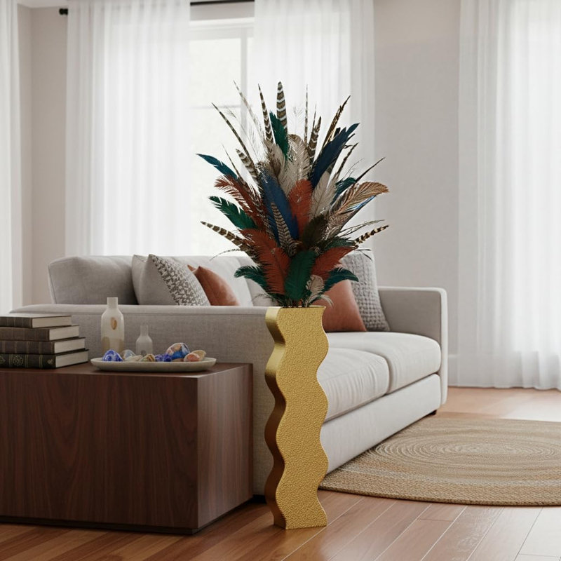 Vase de plancher Wave, Doré