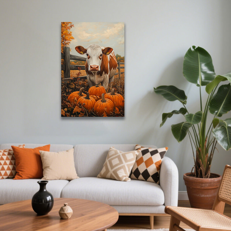 Ferme, Highland Cow, art mural, vache papillon rustique, décoration murale, bouvier de l'Ouest, H 32 po x l 48 po