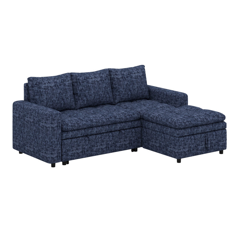 Canapé-lit modulaire rembourré avec espace de rangement, Bleu