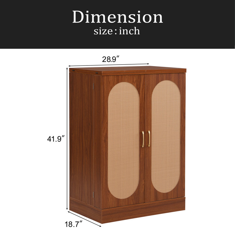 Armoire de bar 41,9 ", porte de bar pliante en noyer industriel avec table de rangement