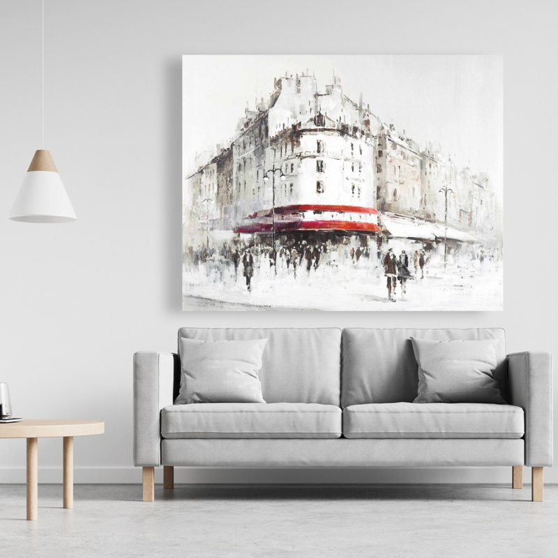 White Street with Red Accents - Décor de toile de bureau pittoresque