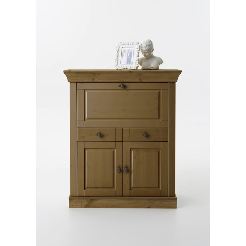 Kelly Solid Wood Secretary Desk, Stained and oiled Brown/Brown