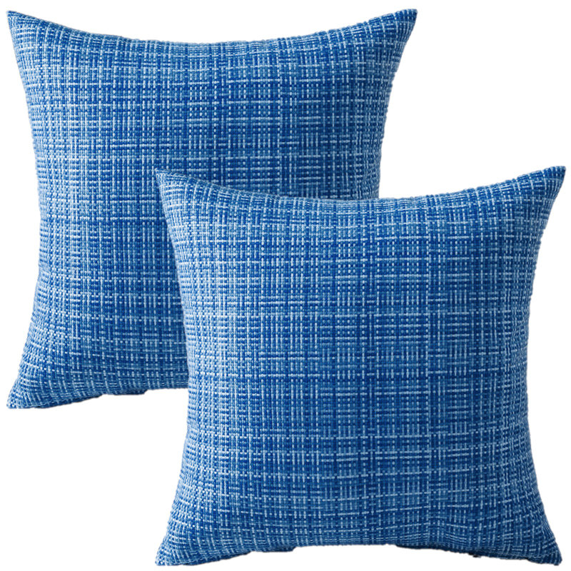 (Avec ou sans insertions) Ensemble de 2 coussins décoratifs texturés et imperméables - Coussin décoratif intérieur et extérieur