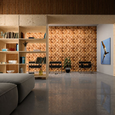 MB-008 – Teak Pyramid 3D Wall Panel