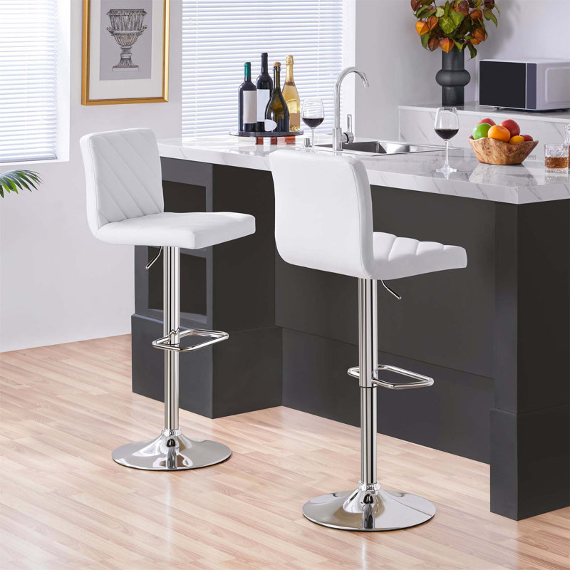 Bigvai Adjustable Height Counter Stool with Metal Frame, White
