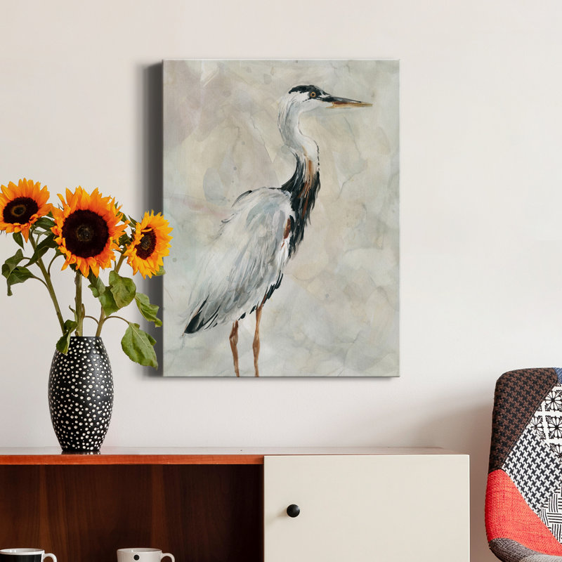 «Crane at Dusk I» par Carol Robinson, reproduction d'art sur toile tendue, H 40 po x l 30 po x P 1 po