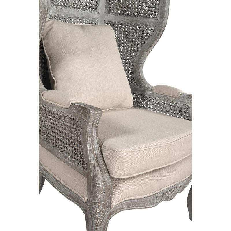 Havel Upholstered Accent Chair, Gray Frame/Beige Cushion