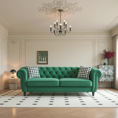 87"chesterfield ‌velvet Upholstery Fabric Sofa