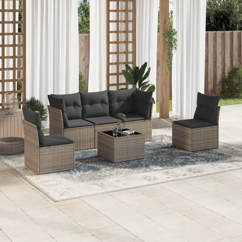  Ensemble de canapé de jardin gris, Gris foncé, Gris