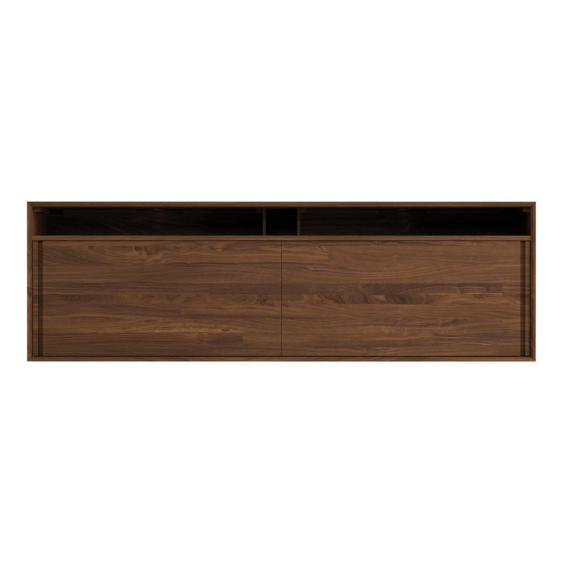 Wall Mounted Media Console, 24.88"H x 79.13"L x 19"W, Natural Walnut