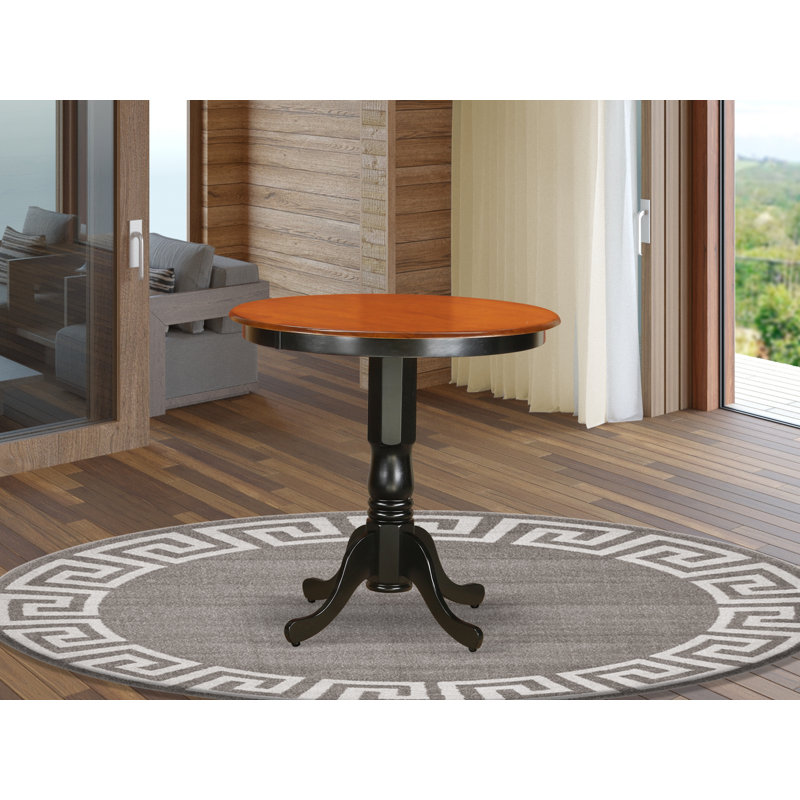 Smyth Round Solid Wood Dining Table, Black/Cherry