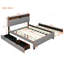 Grand lit plateforme tapissier grand avec tête de lit, lit gigogne simple 2 tiroirs et un ensemble de prises USB, tissu en lin, gris-1606931594-1606931592