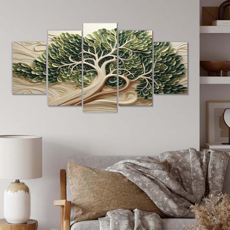  «Tree American Basswood Collage II - Tree Multipanel Wall Art