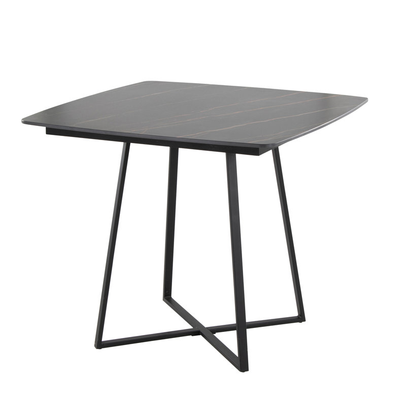 Table de salle à manger, Céramique / marbre / bois, Noir / Noir