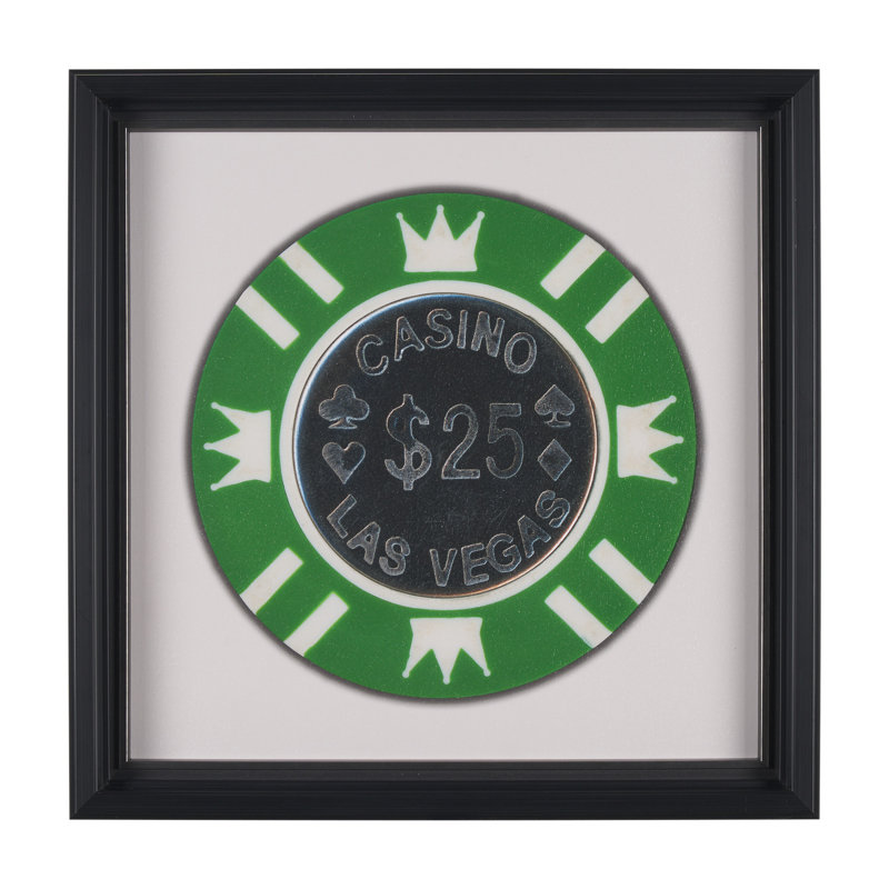 Kirkwood 1 Dollar Vegas Poker Chip par Zap Studio, reproduction de photo d'art encadrée sous verre, 21.8L x 2.5W x 21.8H