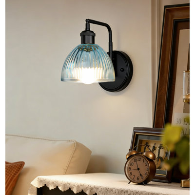 Swing Arm Wall Sconce, Plug In Or Hardwired Wall Lamp, Glass Shade, Remote Control RGBW Dimmable LED Light Fixture For Bedroom, Living Room, Bedside, Bathroom